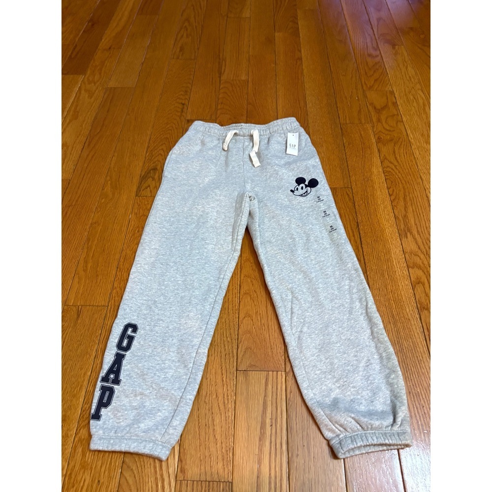 New GAP Kids Disney Mickey Mouse $40 Gray Sweatpants Full Length Size M (8)‎